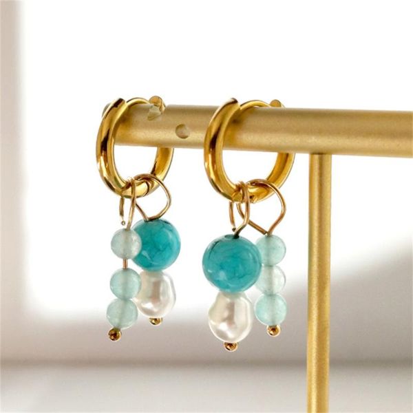 hoop & huggie fashion blue beaded pendant stainless steel earrings for women white pearl golden circle boho party jewelry gifts, Golden;silver
hoop & huggie fashion blue beaded pendant stainless steel earrings for women white pearl golden circle boho party jewelry gifts, Golden;silver
