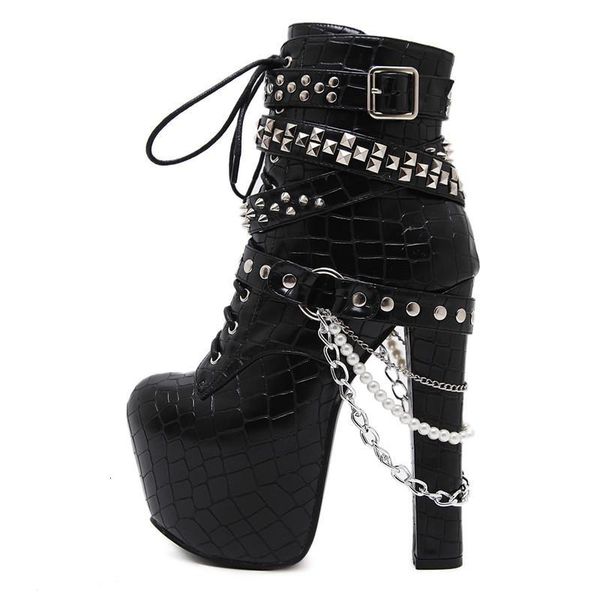 boots hjwsfdcai heavy metal decor chunky heel women short personality ladies platform lace-up shoes punkstreet style mujer shoe 7e, Black
boots hjwsfdcai heavy metal decor chunky heel women short personality ladies platform lace-up shoes punkstreet style mujer shoe 7e, Black
