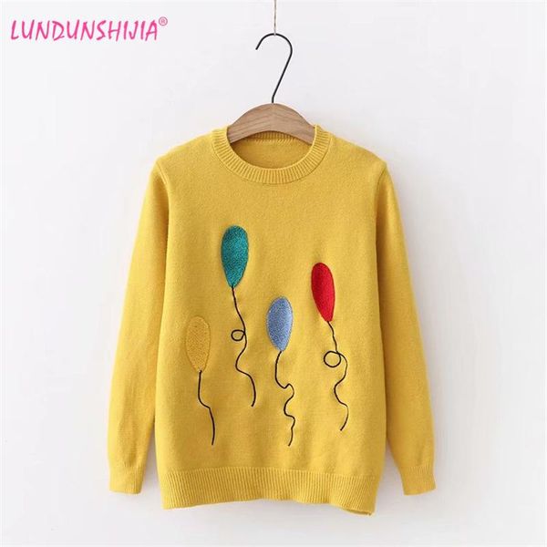 women's sweaters lundunshijia balloon embroidery for women 2021 autumn winter knitted pullover loose female sweater, White;black
women's sweaters lundunshijia balloon embroidery for women 2021 autumn winter knitted pullover loose female sweater, White;black
