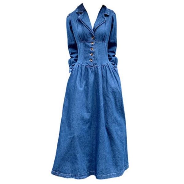 casual dresses nw arival spring vinatge puff sleve denim dress women high waist slim lapel long princess, Black;gray
casual dresses nw arival spring vinatge puff sleve denim dress women high waist slim lapel long princess, Black;gray