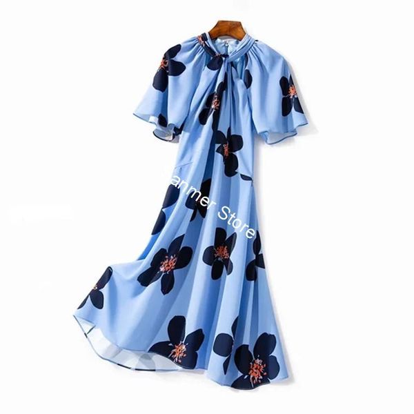 dress women blue big flower print neckline cross hollow out short sleeve knee-length dress spring summer, Black;gray
dress women blue big flower print neckline cross hollow out short sleeve knee-length dress spring summer, Black;gray