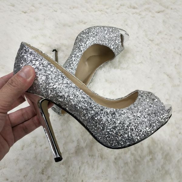 dress shoes silver glitter pumps high heel bridals party women summer autumn peep toe stiletto fish mouth 11cm shoe, Black
dress shoes silver glitter pumps high heel bridals party women summer autumn peep toe stiletto fish mouth 11cm shoe, Black