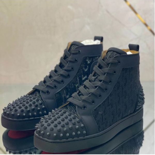 high red bottom luxury black graffiti leather shoes for men spikes casual flats loafers rivets toecap heel women sneakers mjpk0001, Red;white
high red bottom luxury black graffiti leather shoes for men spikes casual flats loafers rivets toecap heel women sneakers mjpk0001, Red;white