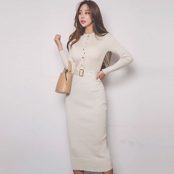 elegant long sleeve single breasted women knitted sweater winter skinny stretch back split office lady sashes midi dress 210416, Black;gray
elegant long sleeve single breasted women knitted sweater winter skinny stretch back split office lady sashes midi dress 210416, Black;gray