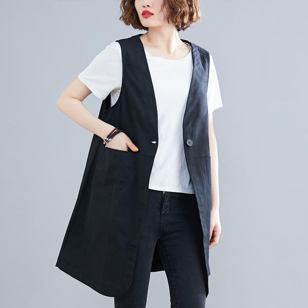 women's vests oversize loose solid women vest autumn 2021 v-nenk slim long casual all match female outwear coats, Black;white
women's vests oversize loose solid women vest autumn 2021 v-nenk slim long casual all match female outwear coats, Black;white