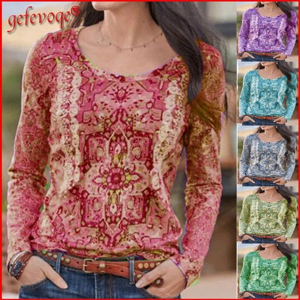 women's t-shirt 2021 spring autumn women clothing vintage ethnic print casual o neck long sleeve basic tees female plus size tshirts, White
women's t-shirt 2021 spring autumn women clothing vintage ethnic print casual o neck long sleeve basic tees female plus size tshirts, White