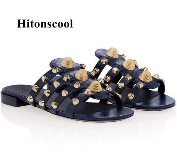 slippers 2021 solid leather classic women flat heels round toe gold rivets design shoes woman outdoor hollow slingback, Black
slippers 2021 solid leather classic women flat heels round toe gold rivets design shoes woman outdoor hollow slingback, Black