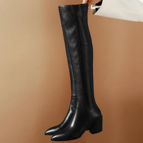 boots spring autumn punk pointed toe square high heels women over the knee brand genuine leather party shoes woman, Black
boots spring autumn punk pointed toe square high heels women over the knee brand genuine leather party shoes woman, Black