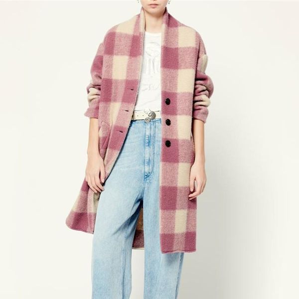 women's wool & blends women woolen plaid long coat sweet pink single breasted sleeve warm with pockets 2021 autumn winter ladies jacke, Black
women's wool & blends women woolen plaid long coat sweet pink single breasted sleeve warm with pockets 2021 autumn winter ladies jacke, Black