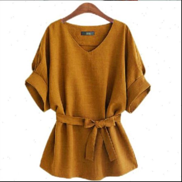 women spring summer style shirt blouses lady casual short sleeve v neck solid with leather belt womens loose, White
women spring summer style shirt blouses lady casual short sleeve v neck solid with leather belt womens loose, White