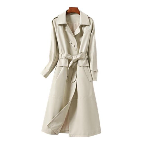 women's leather & faux spring autumn real coats sheepskin overcoats liner female long outerwear belt lady clothes, Black
women's leather & faux spring autumn real coats sheepskin overcoats liner female long outerwear belt lady clothes, Black