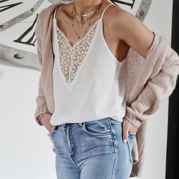 women's tanks & camis summer v-neck lace shirt spring sleeveless embroidery patchwork tank women backless vest feminina, White
women's tanks & camis summer v-neck lace shirt spring sleeveless embroidery patchwork tank women backless vest feminina, White