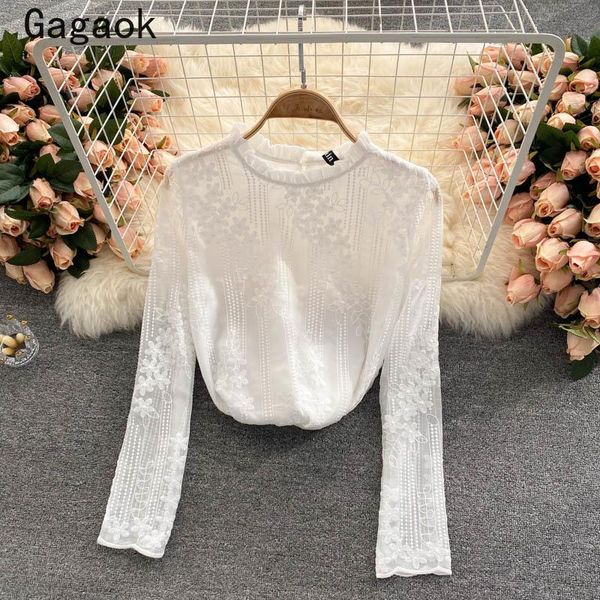 women's blouses & shirts gagaok drop women blouse 2021 spring autumn solid embroidery stand full base slim fashion chic wild, White
women's blouses & shirts gagaok drop women blouse 2021 spring autumn solid embroidery stand full base slim fashion chic wild, White