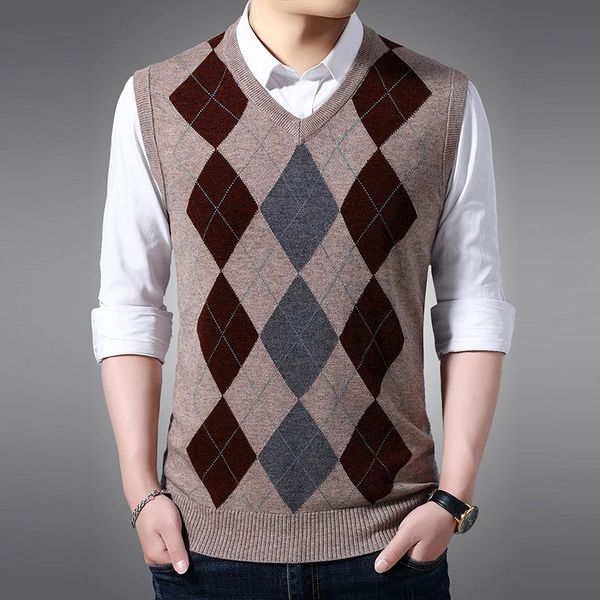 men's vests business work office men sweater spring fall stylish sleeveless diamond check v-neck knitted vest warm knitwear, Black;white
men's vests business work office men sweater spring fall stylish sleeveless diamond check v-neck knitted vest warm knitwear, Black;white