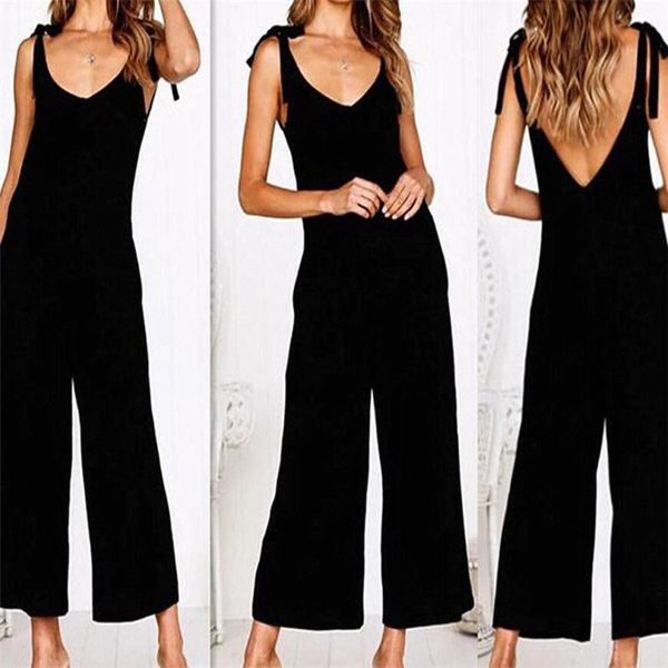 women's jumpsuits & rompers elegant women sleeveless solid v neck jumpsuit loose trousers wide leg pants holiday leotard overalls, Black;white
women's jumpsuits & rompers elegant women sleeveless solid v neck jumpsuit loose trousers wide leg pants holiday leotard overalls, Black;white