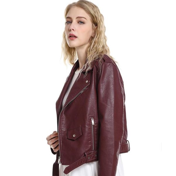 women's leather & faux spring autumn women short washed pu jacket streetwear zipper belt motorcycle basic jackets black red
women's leather & faux spring autumn women short washed pu jacket streetwear zipper belt motorcycle basic jackets black red