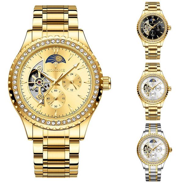 wristwatches mohden fashion casual men's watches stainless steel band mechanical hollow&diamond for man round watch stop, Slivery;brown
wristwatches mohden fashion casual men's watches stainless steel band mechanical hollow&diamond for man round watch stop, Slivery;brown
