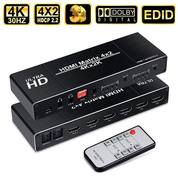 audio cables & connectors 2.0 matrix 4k@60hz 4x2 switch splitter hdcp 2.2 swicther with hdr
audio cables & connectors 2.0 matrix 4k@60hz 4x2 switch splitter hdcp 2.2 swicther with hdr