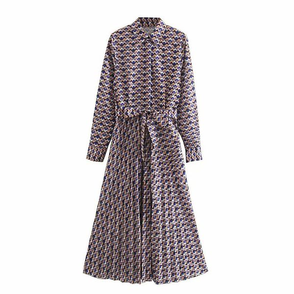 za women's casual pleated geometric print long sleeve dress chic vestido mujer 200928, Black;gray
za women's casual pleated geometric print long sleeve dress chic vestido mujer 200928, Black;gray