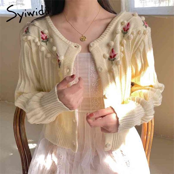 embroidery floral sweater women cardigans korean ribbed knitted casual sweet sweaters fashion autumn winter 210607, White;black 
embroidery floral sweater women cardigans korean ribbed knitted casual sweet sweaters fashion autumn winter 210607, White;black