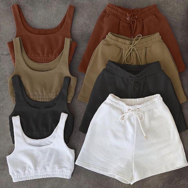 casual solid sets 2 piece womens tracksuits summer short crop and drawstring shorts matching set simple street outfits, Gray
casual solid sets 2 piece womens tracksuits summer short crop and drawstring shorts matching set simple street outfits, Gray
