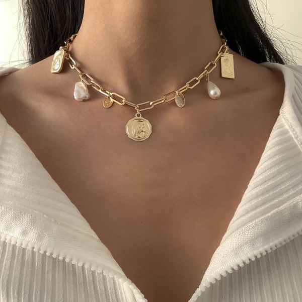 chokers vintage bohemia gold coin layered chain necklace for women irregular pearl sqaure long choker collar pendant, Golden;silver
chokers vintage bohemia gold coin layered chain necklace for women irregular pearl sqaure long choker collar pendant, Golden;silver