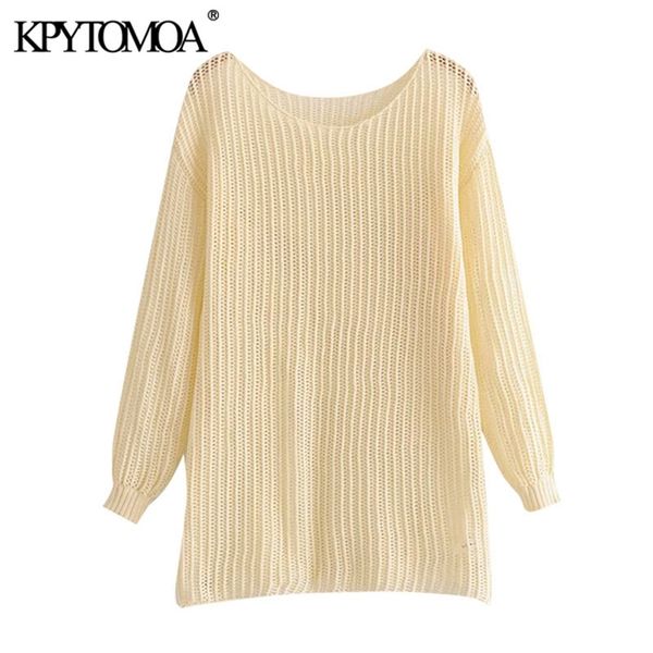 women fashion hollow out loose knitted long sweater vintage o neck sleeve female pullovers chic 210420, White;black
women fashion hollow out loose knitted long sweater vintage o neck sleeve female pullovers chic 210420, White;black