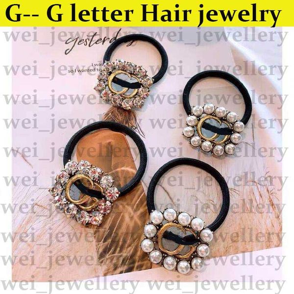 diamond designer headband women hair rubber bands designer jewelry pearl crystal hair rope famous g letter elastic hair ties, Silver 
diamond designer headband women hair rubber bands designer jewelry pearl crystal hair rope famous g letter elastic hair ties, Silver