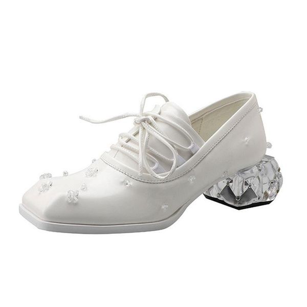 dress shoes spring white wedding shoestransparent crystal heel single women's oxfords thick heels lace up square toe leather pumps, Black
dress shoes spring white wedding shoestransparent crystal heel single women's oxfords thick heels lace up square toe leather pumps, Black