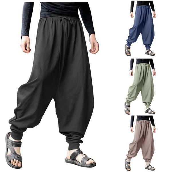 men's jeans plus size cotton men trousers summer retro solid color loose large and linen harem long pants beach cargo, Blue
men's jeans plus size cotton men trousers summer retro solid color loose large and linen harem long pants beach cargo, Blue