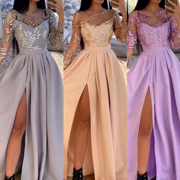 casual dresses women maxi dress 2021 lace sleeve high split o-neck bronzing streetwear, Black;gray
casual dresses women maxi dress 2021 lace sleeve high split o-neck bronzing streetwear, Black;gray