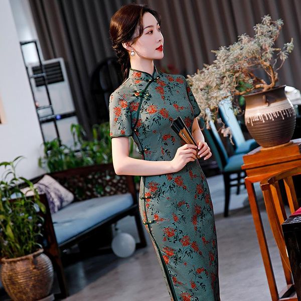 ethnic clothing 2021 spring and summer retro cheongsam young ladies fashion long printed slim republic of china style, Red
ethnic clothing 2021 spring and summer retro cheongsam young ladies fashion long printed slim republic of china style, Red