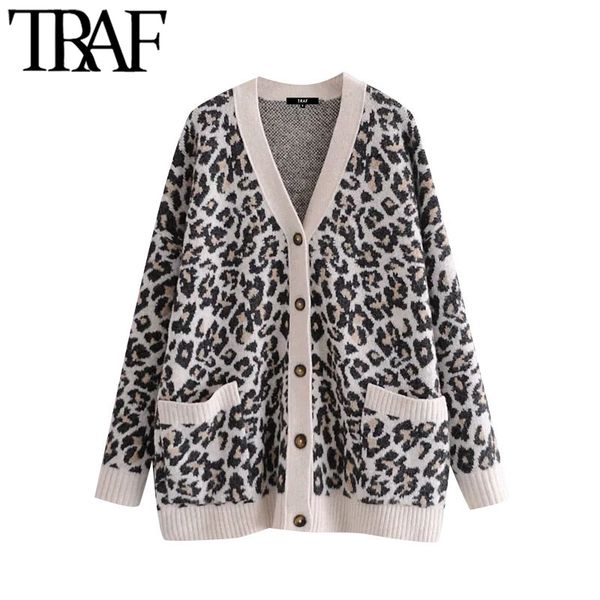 traf women fashion jacquard oversized knitted cardigan sweater vintage long sleeve pockets female outerwear chic 210415, White;black
traf women fashion jacquard oversized knitted cardigan sweater vintage long sleeve pockets female outerwear chic 210415, White;black
