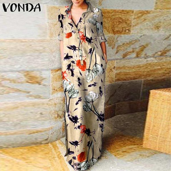 casual dresses women floral printed pleated long maxi dress vonda autumn with pockets lapel collar button up bohemian vestidos, Black;gray
casual dresses women floral printed pleated long maxi dress vonda autumn with pockets lapel collar button up bohemian vestidos, Black;gray