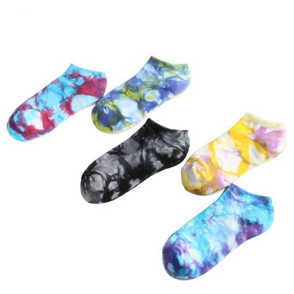 men's socks est design fashion tie dyed low cut running cotton sports, Black