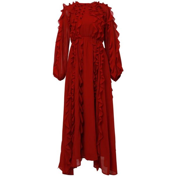 casual dresses vintage wine red ruffles pleated long party women 2021 spring autumn runway elegant sleeve maxi chiffon dress, Black;gray
casual dresses vintage wine red ruffles pleated long party women 2021 spring autumn runway elegant sleeve maxi chiffon dress, Black;gray