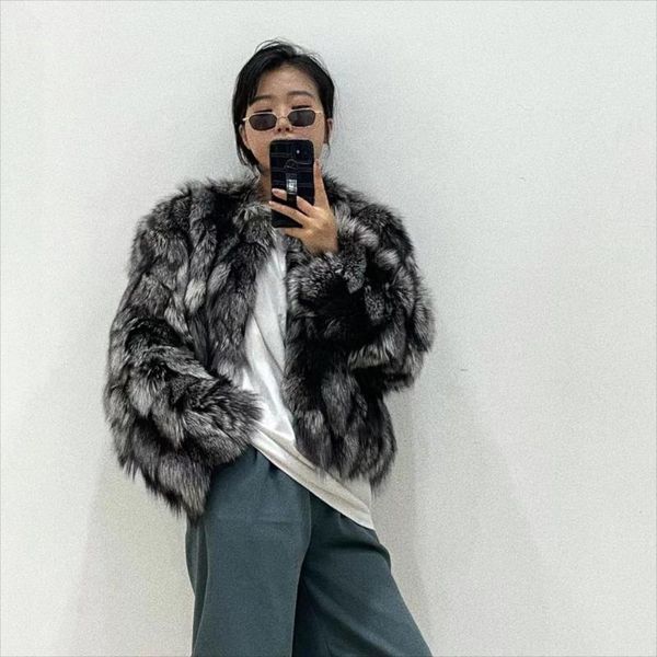 women's fur & faux real coat winter jacket women natural silver thick warm outerwear overcoat streetwear fashion luxury, Black
women's fur & faux real coat winter jacket women natural silver thick warm outerwear overcoat streetwear fashion luxury, Black