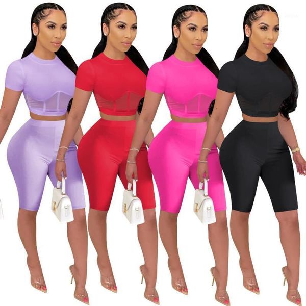 o neck mesh tracksuit two piece set summer short sleeves crop and shorts tight flares pants 2 outfits for women dress, White
o neck mesh tracksuit two piece set summer short sleeves crop and shorts tight flares pants 2 outfits for women dress, White
