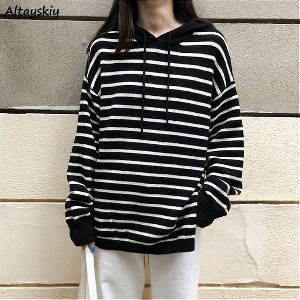 women's sweaters women hooded striped female clothing lace up teens black pullovers simple all-match lady fall 2021 bf daily, White;black
women's sweaters women hooded striped female clothing lace up teens black pullovers simple all-match lady fall 2021 bf daily, White;black