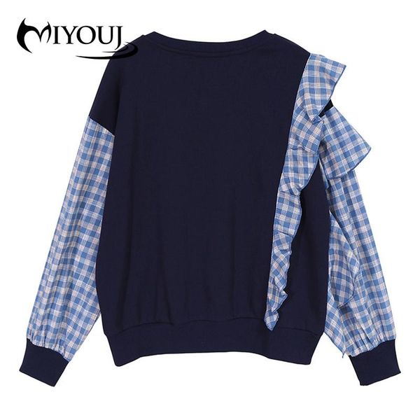 women's hoodies & sweatshirts miyouj flower ruched clothing plaid patchwork 2021 autumn korean style sweet women, Black
women's hoodies & sweatshirts miyouj flower ruched clothing plaid patchwork 2021 autumn korean style sweet women, Black