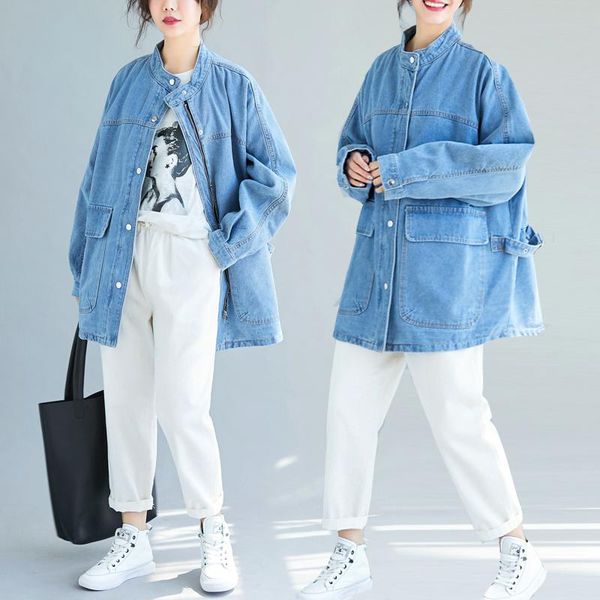 women's jackets 2021 spring autumn plus size korean denim jacket casual loose mid-length stand-up collar outerwear female, Black;brown
women's jackets 2021 spring autumn plus size korean denim jacket casual loose mid-length stand-up collar outerwear female, Black;brown