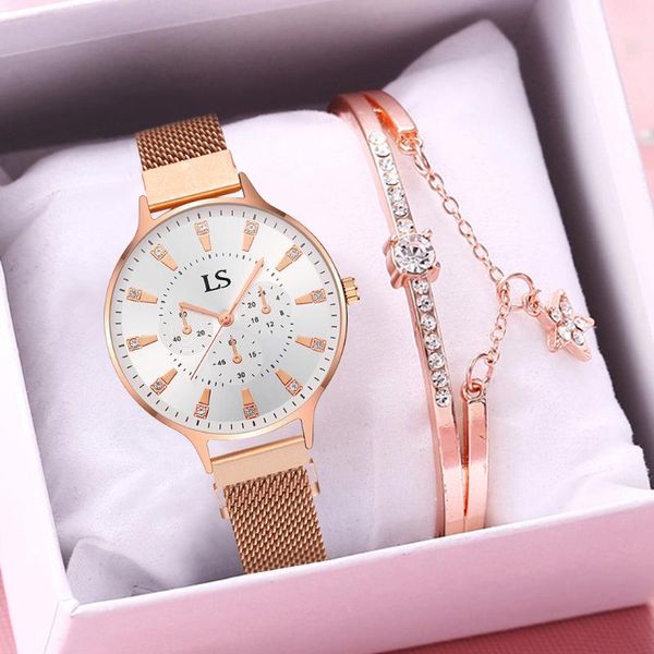 wristwatches 2021 drop women magnet three eyes dial bracelet watch set luxury quartz dress wrist watches zegarek damski montre femme, Slivery;brown
wristwatches 2021 drop women magnet three eyes dial bracelet watch set luxury quartz dress wrist watches zegarek damski montre femme, Slivery;brown