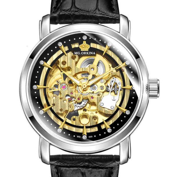 new classic series gold mg moving in black leather band man skeleton clock fire luxury fashion automatic, Slivery;brown
new classic series gold mg moving in black leather band man skeleton clock fire luxury fashion automatic, Slivery;brown