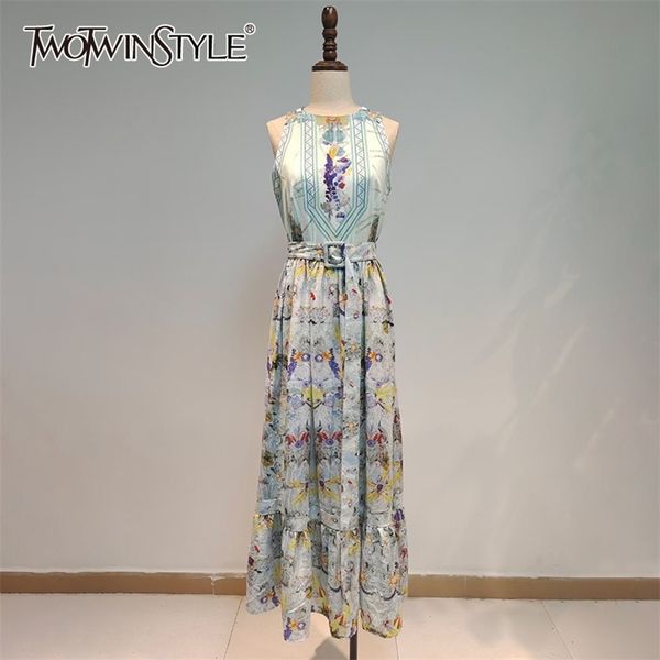 vintage printed dress for women o neck sleeveless high waist sashes hit color maxi dresses female fashion stylish 210520, Black;gray
vintage printed dress for women o neck sleeveless high waist sashes hit color maxi dresses female fashion stylish 210520, Black;gray
