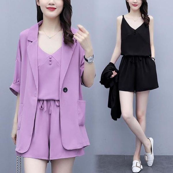 women's tracksuits spring summer women sets loose three pieces set notched short sleeve blazer + drawstring elastic waist shorts ladies, Gray
women's tracksuits spring summer women sets loose three pieces set notched short sleeve blazer + drawstring elastic waist shorts ladies, Gray