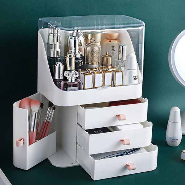 large capacity makeup organizer plastic waterproof dustproof cosmetics storage drawers box with lid brush holder boxes & bins
large capacity makeup organizer plastic waterproof dustproof cosmetics storage drawers box with lid brush holder boxes & bins