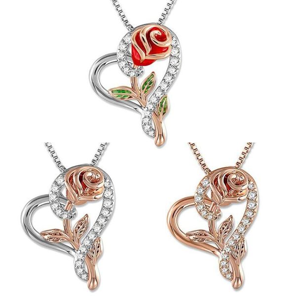 pendant necklaces vintage rose flower love heart cubic zirconia necklace for bridal wedding jewelry trendy rhinestone chain, Silver
pendant necklaces vintage rose flower love heart cubic zirconia necklace for bridal wedding jewelry trendy rhinestone chain, Silver
