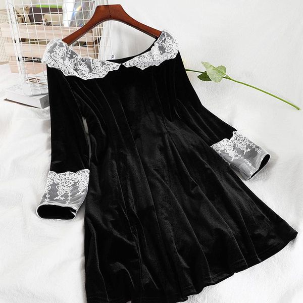 casual dresses v480 plush lace french retro velvet short autumn and winter style platycodon dress women's, Black;gray
casual dresses v480 plush lace french retro velvet short autumn and winter style platycodon dress women's, Black;gray