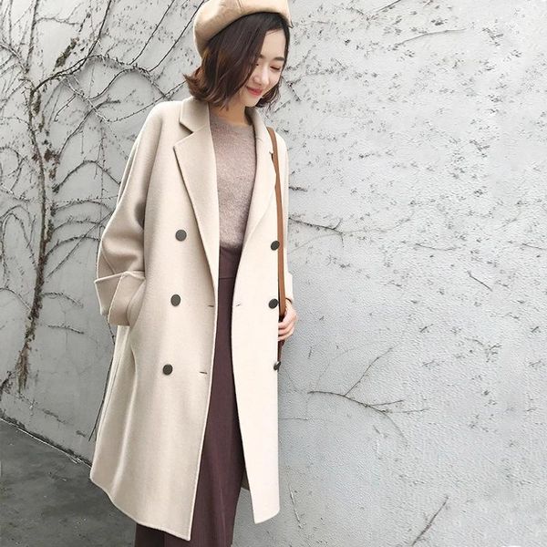 women's wool & blends kmetram double-side woolen coat female jacket woman spring 2021 windbreaker korean long coats chaqueta mujer my25, Black
women's wool & blends kmetram double-side woolen coat female jacket woman spring 2021 windbreaker korean long coats chaqueta mujer my25, Black