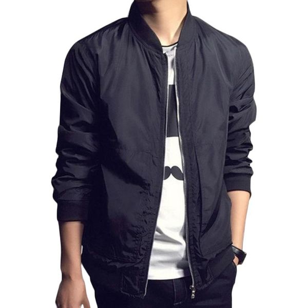 spring autumn men's baseball jacketcasual solid fashion slim bomber jacket male overcoat jackets, Black;brown
spring autumn men's baseball jacketcasual solid fashion slim bomber jacket male overcoat jackets, Black;brown